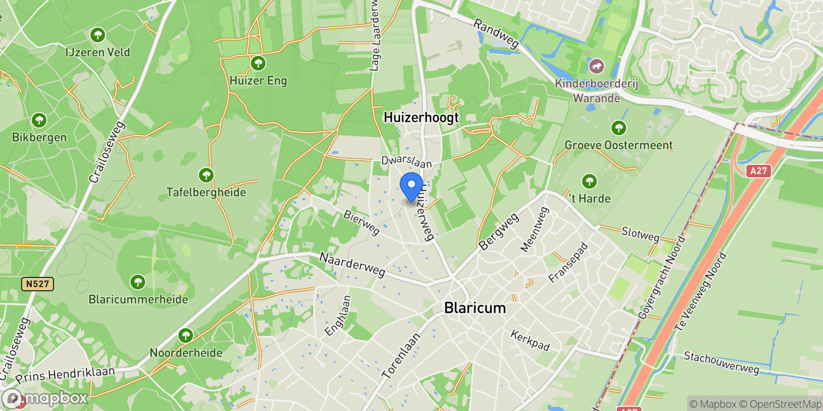 Map showing Rotondeweg 26, Blaricum, North Holland, Netherlands.