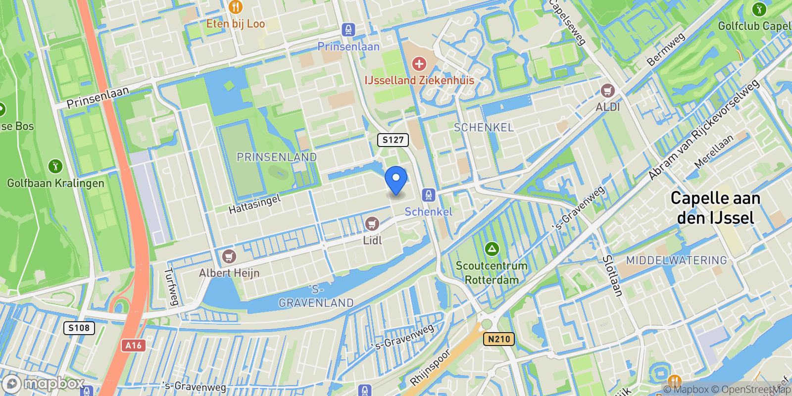 Map showing Kralingseweg 438, Prinsenland, South Holland, Netherlands.