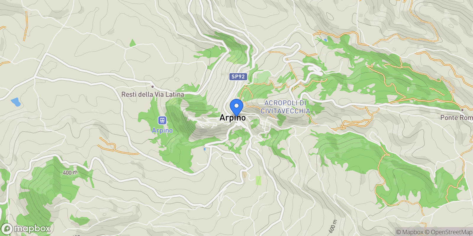 Map showing Arpino, Lazio, Italy.