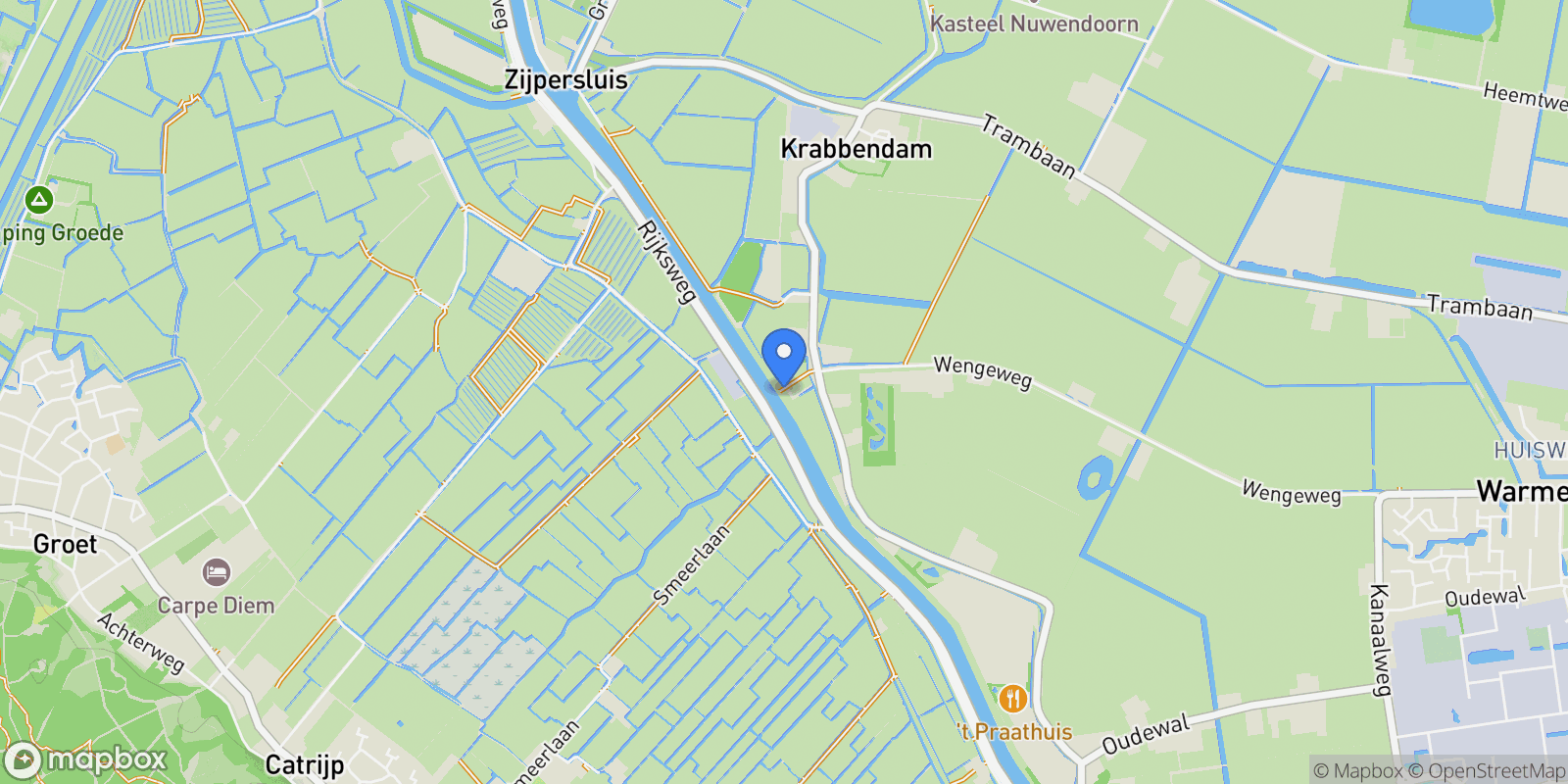 Map showing Westfriesedijk 57, Warmenhuizen, North Holland, Netherlands.