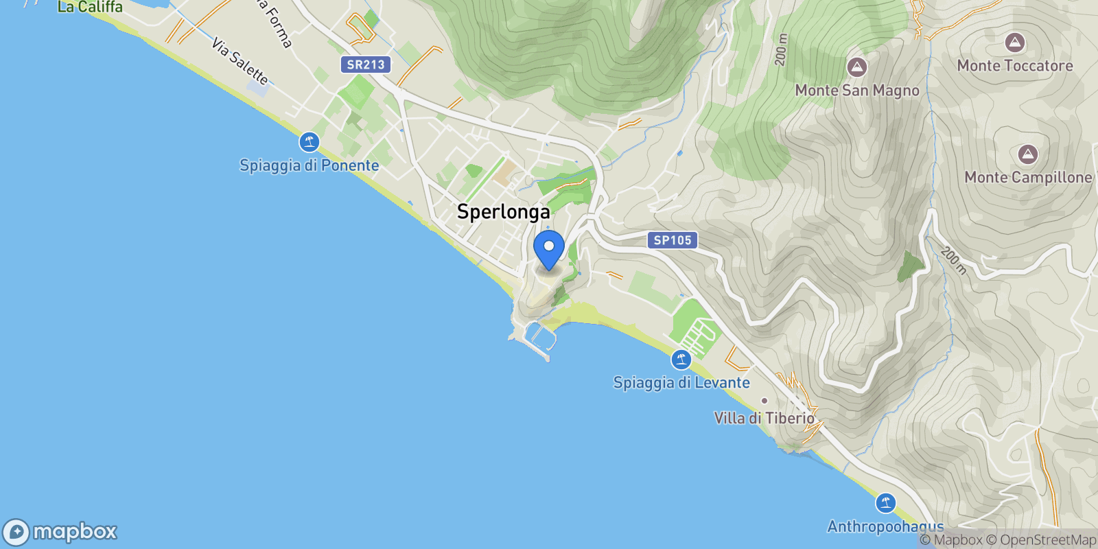 Map showing Sperlonga, Lazio, Italy.