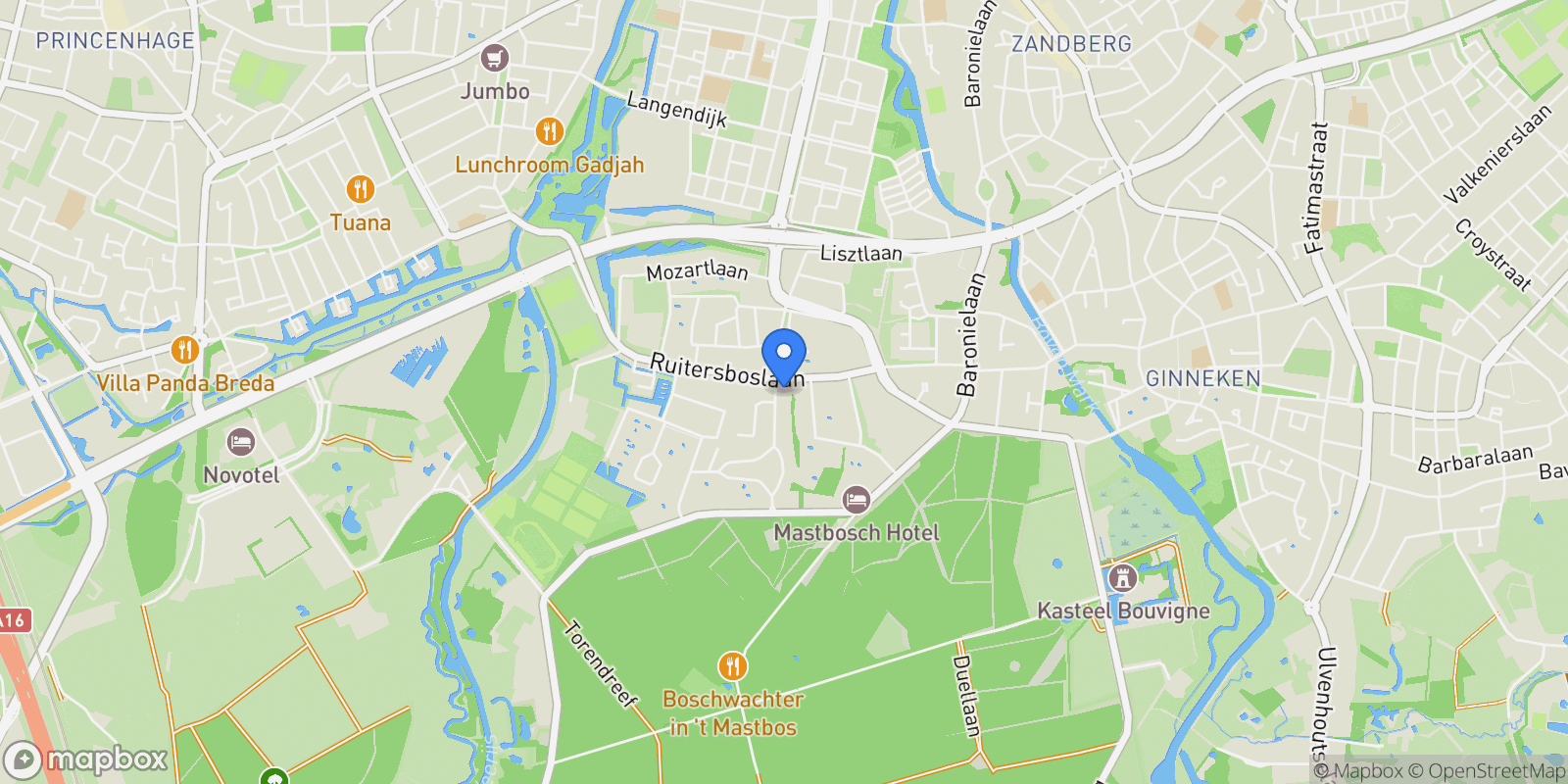 Map showing Montenspark 1, Breda, North Brabant, Netherlands.