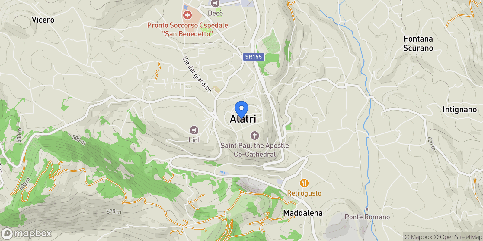 Map showing Via Del Casino Ceccacci, Alatri, Lazio, Italy.