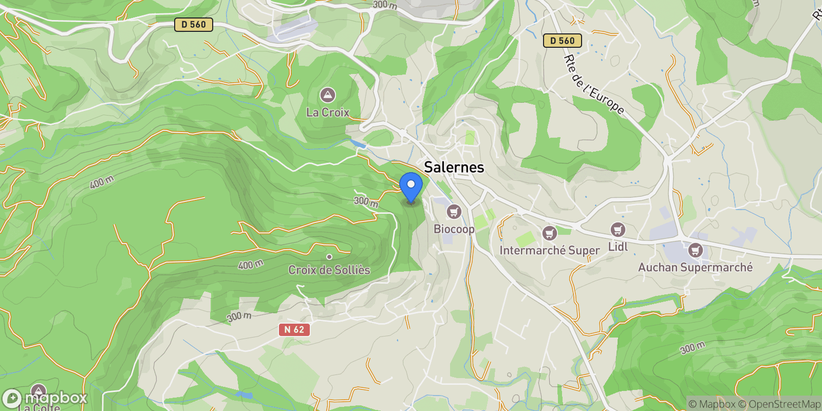Map showing Salernes, Provence-Alpes-Côte d'Azur, France.
