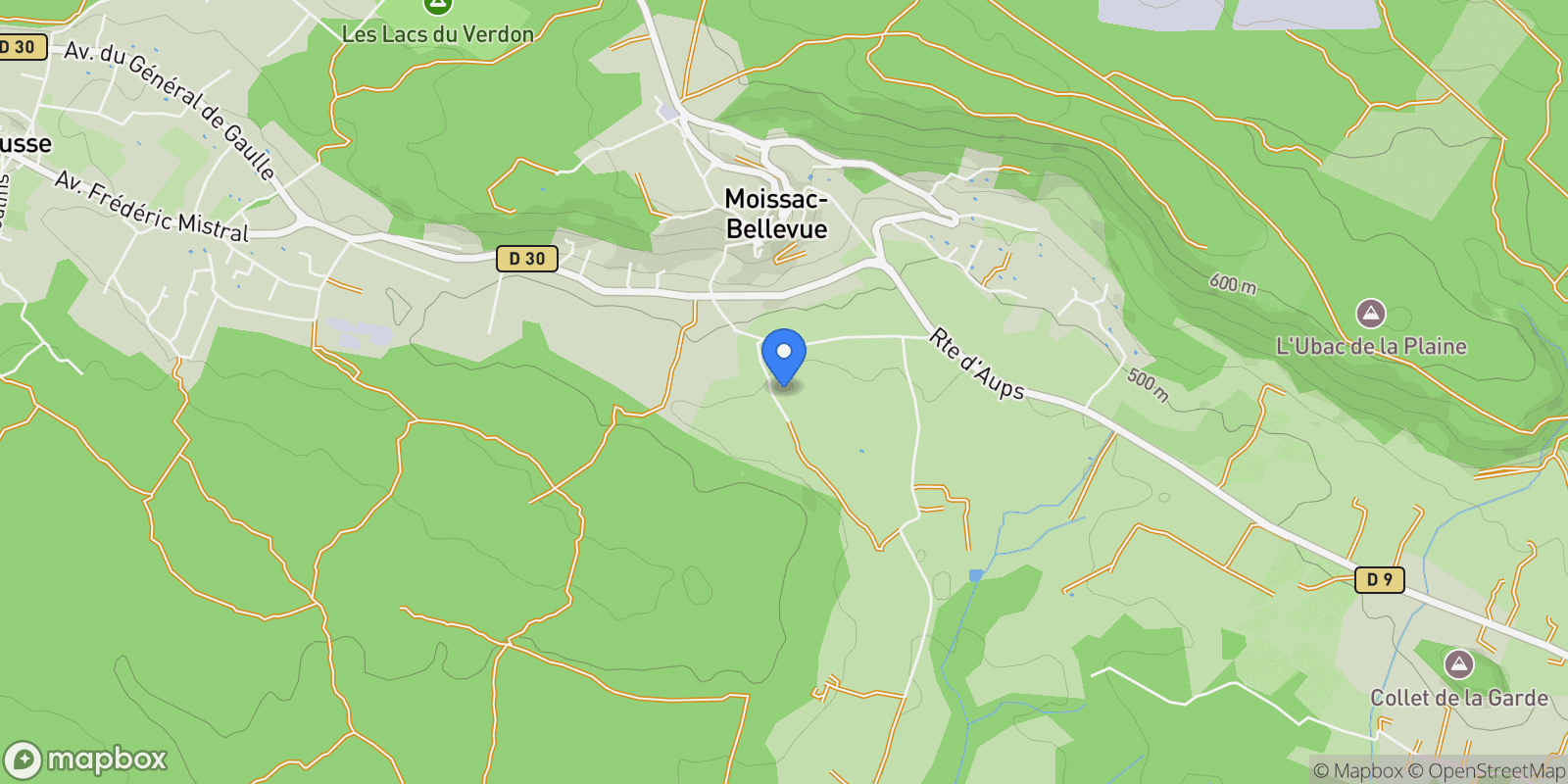 Map showing Moissac-Bellevue, Provence-Alpes-Côte d'Azur, France.