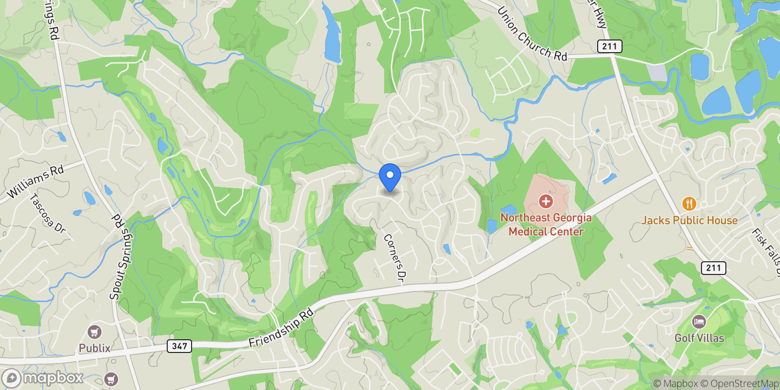 Map showing Hoschton, Georgia, United States.