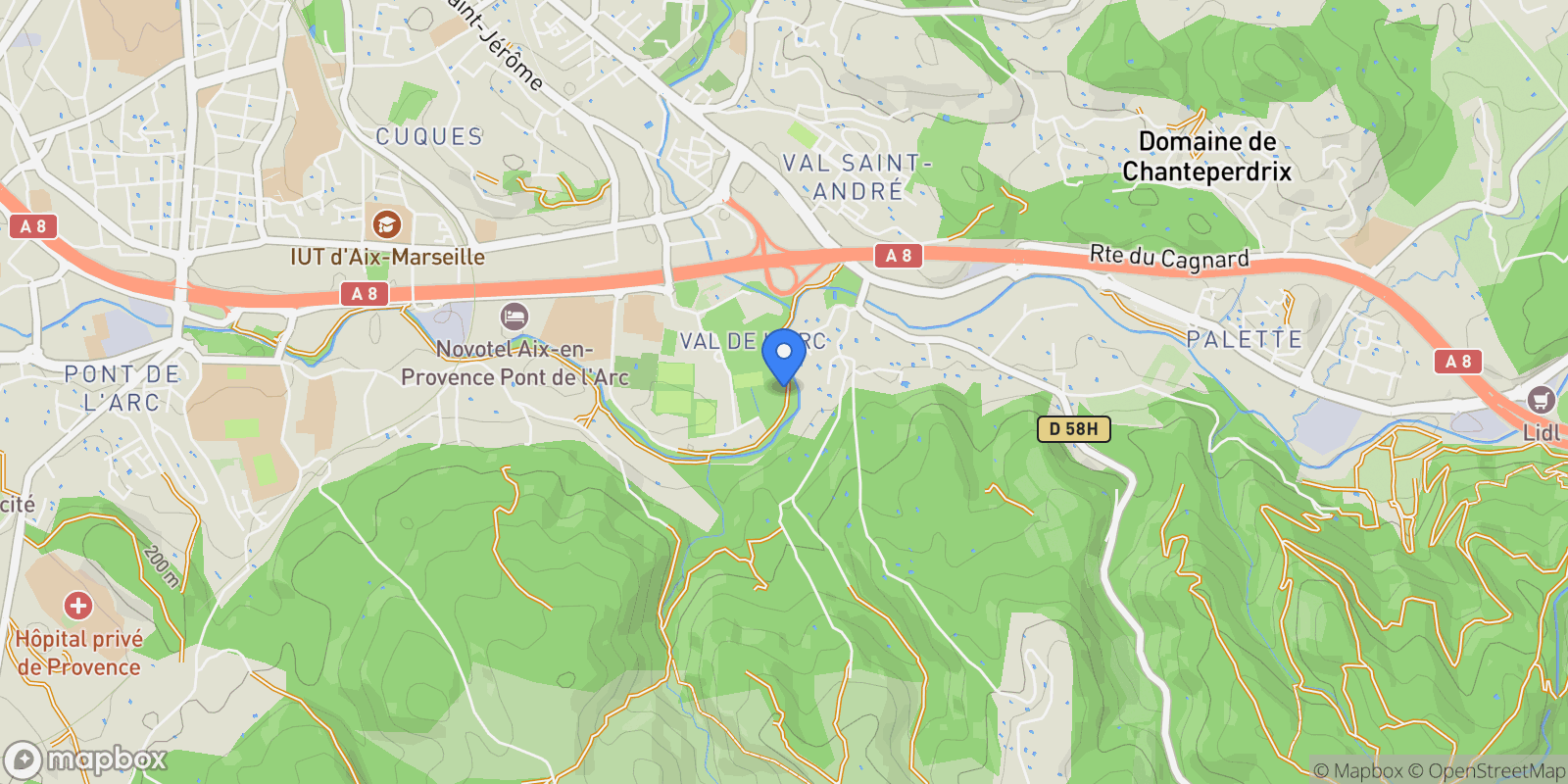 Map showing Aix-en-Provence, Provence-Alpes-Côte d'Azur, France.