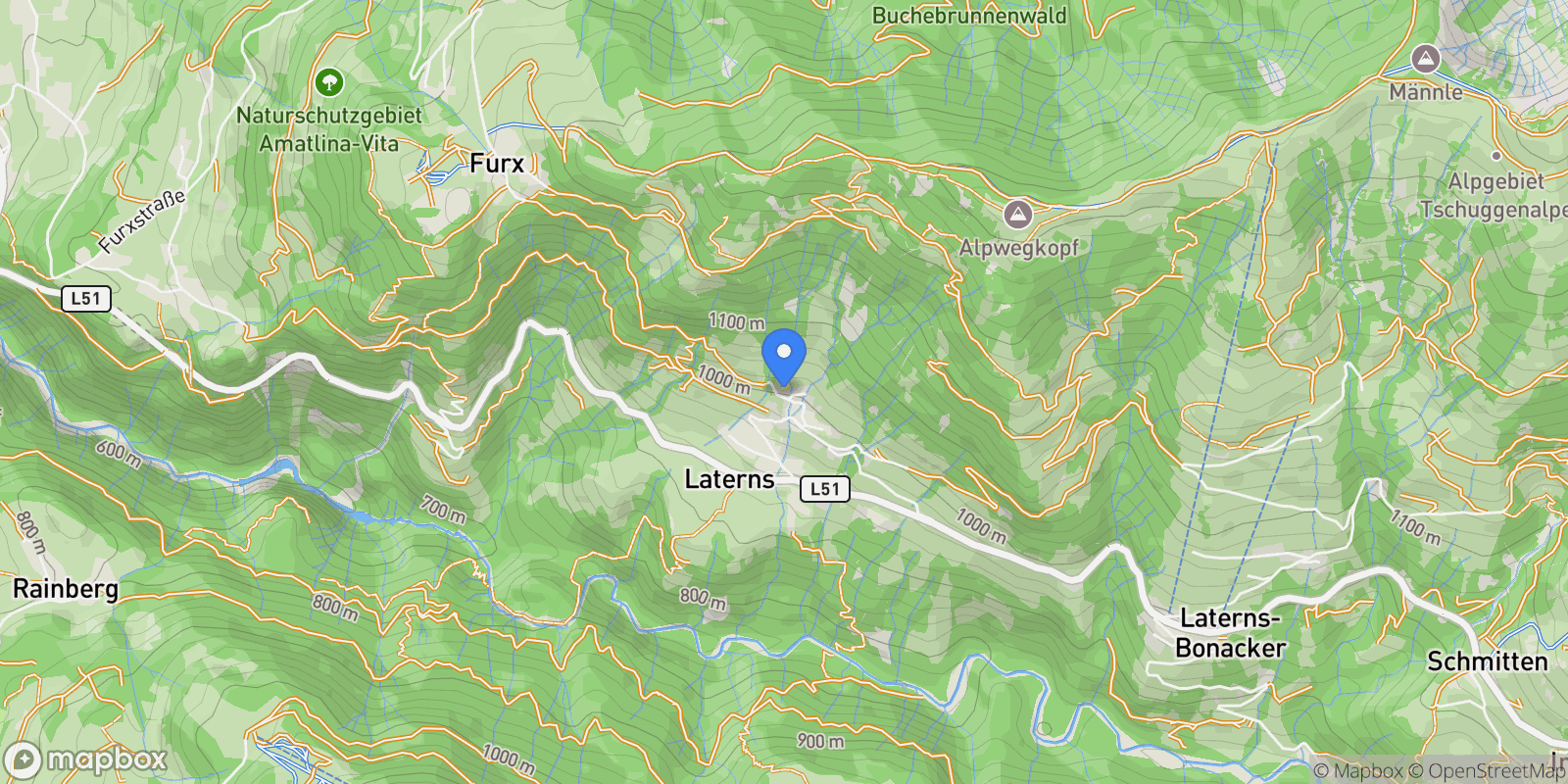 Map showing Furxstraße, Laterns, Vorarlberg, Austria.
