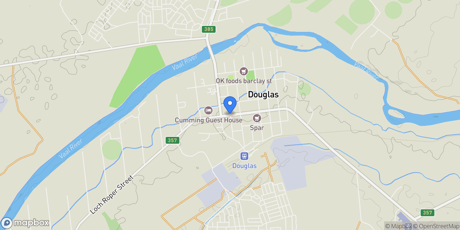 Map showing Douglas, Northern Cape, South Africa.