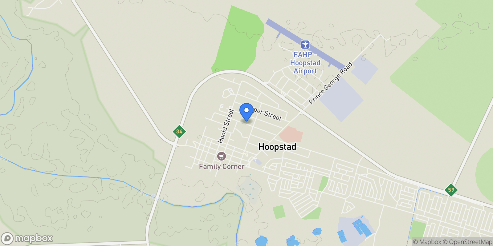 Map showing Hoopstad, South Africa.