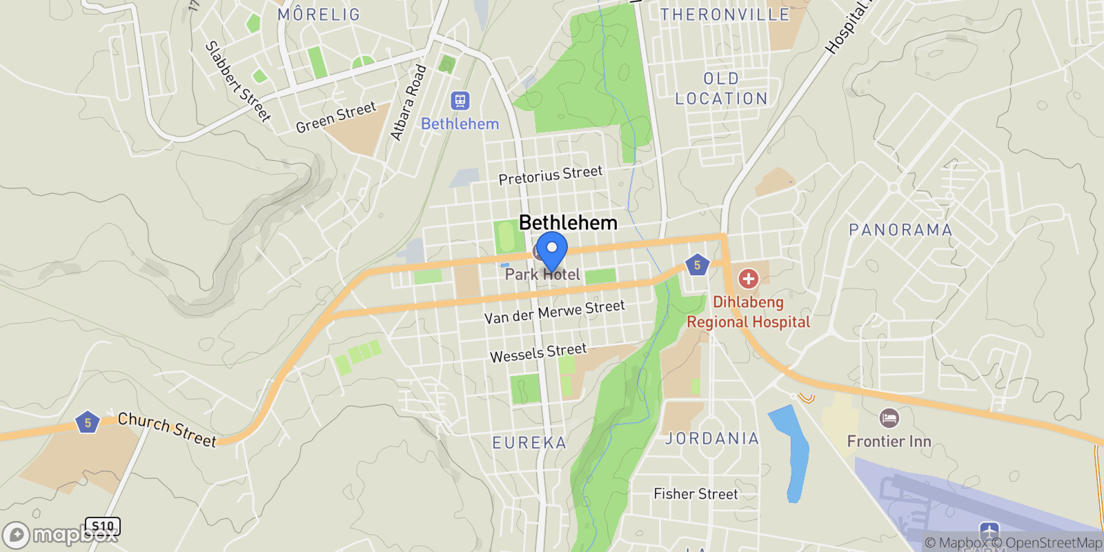 Map showing Bethlehem, Free State, South Africa.