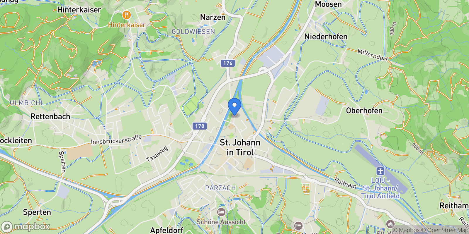 Map showing Neubauweg, Sankt Johann, Tyrol, Austria.