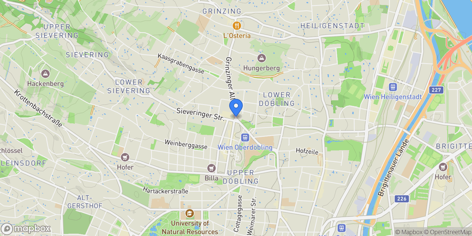Map showing 1190 Vienna, Austria, Vienna, Wien, Austria.