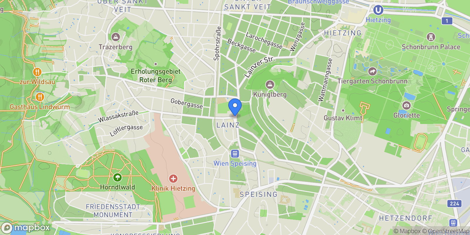 Map showing 1130 Vienna, Austria, Vienna, Wien, Austria.