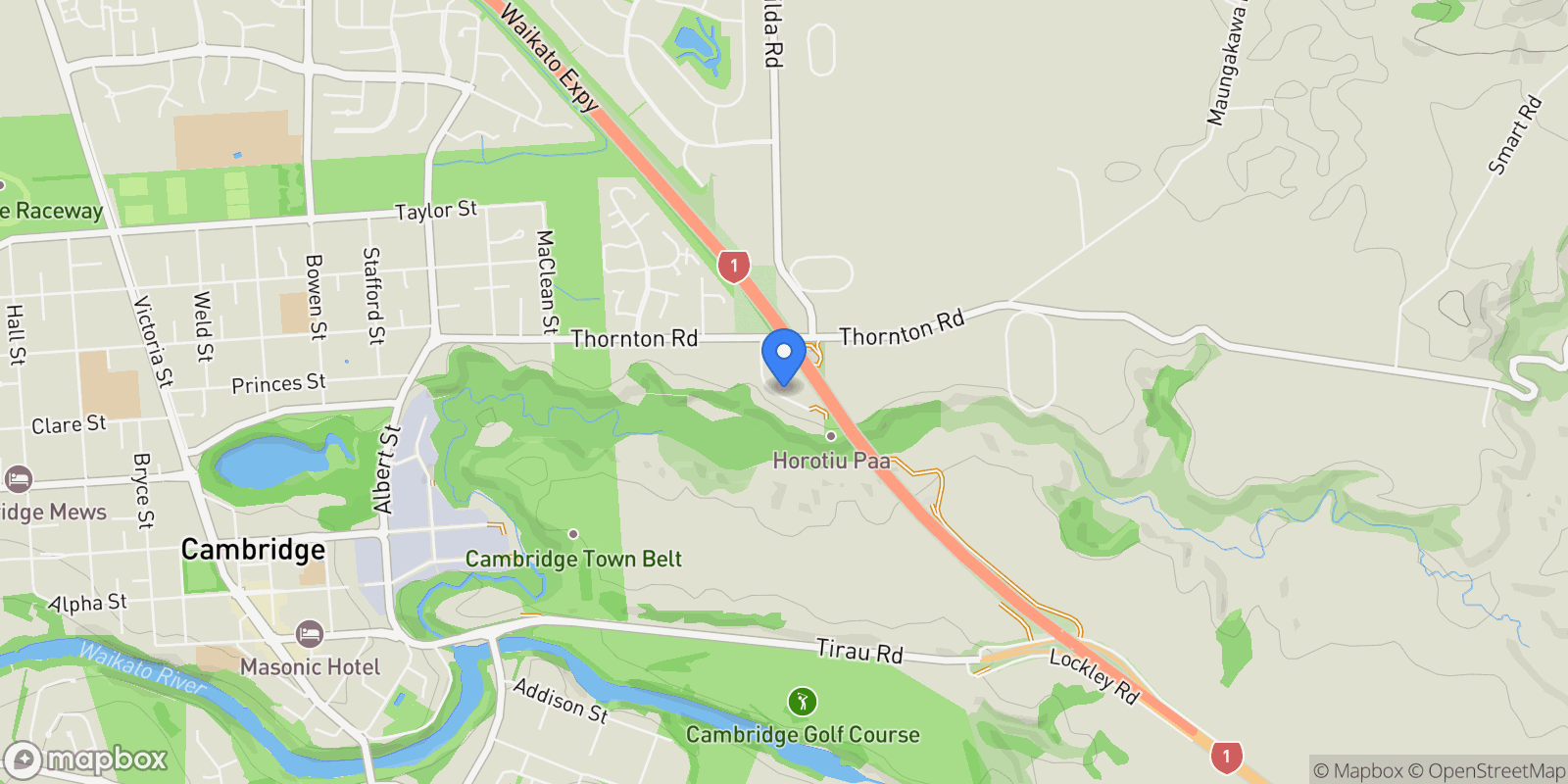 Map showing 203 Athlone Drive, Cambridge, WKO 3434, Cambridge, Waikato, New Zealand.