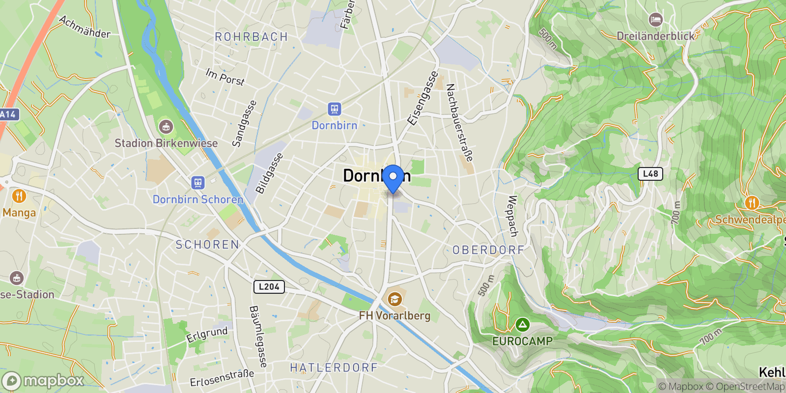 Map showing Dornbirn, Vorarlberg, Austria.