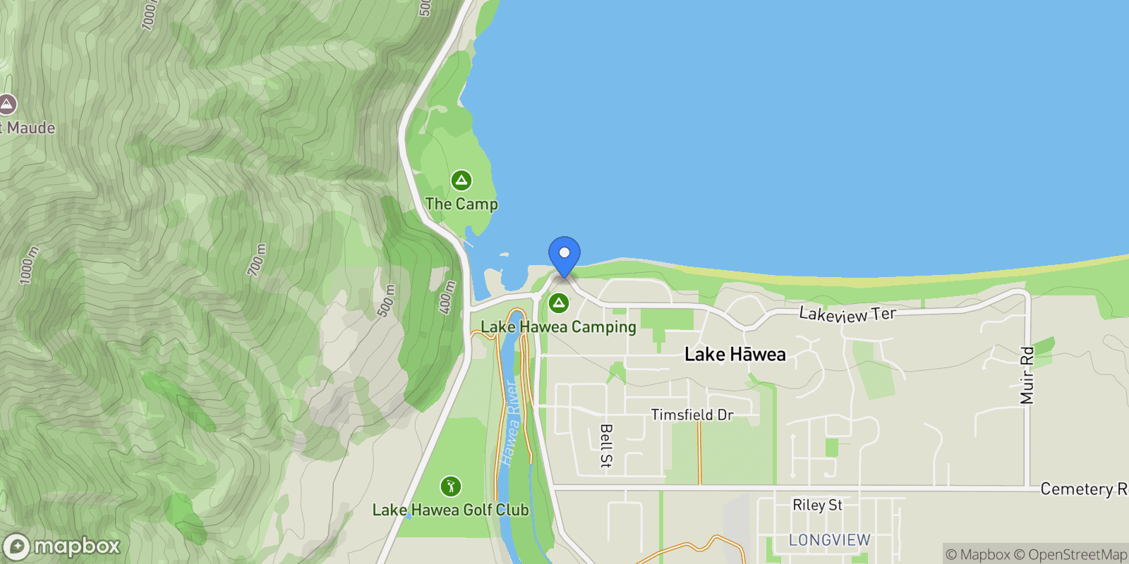 Map showing 1 Capell Avenue, Lake Hawea, OTA, Lake Hāwea, Otago, New Zealand.