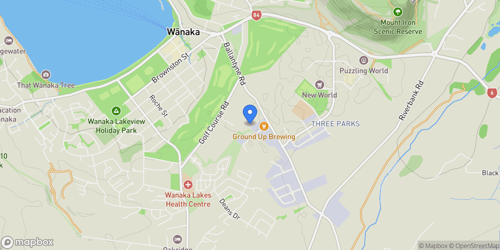 Map showing 48 Ballantyne Road, Wanaka, OTA, Wanaka, Otago, New Zealand.
