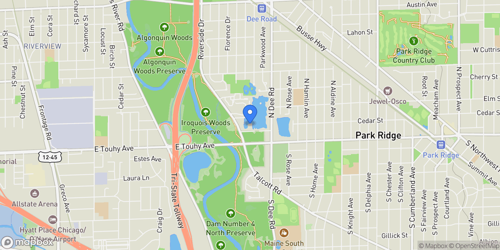 Map showing 109 Murphy Lake Road, Park Ridge, Illinois, United States.