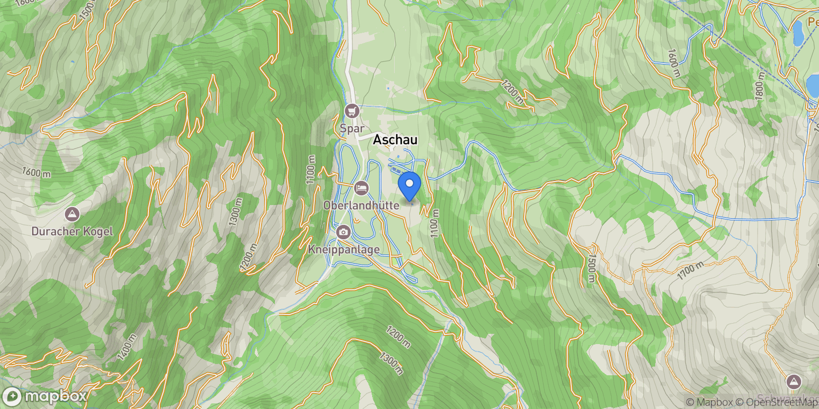 Map showing Hinteraschau, Kirchberg in Tirol, Tyrol, Austria.