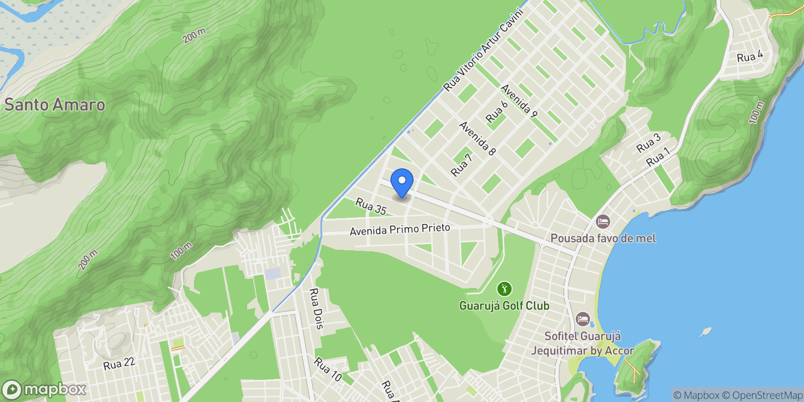 Map showing 600 Rua Lealdino Sampaio Pedreira, Guarujá, State of São Paulo, Brazil.