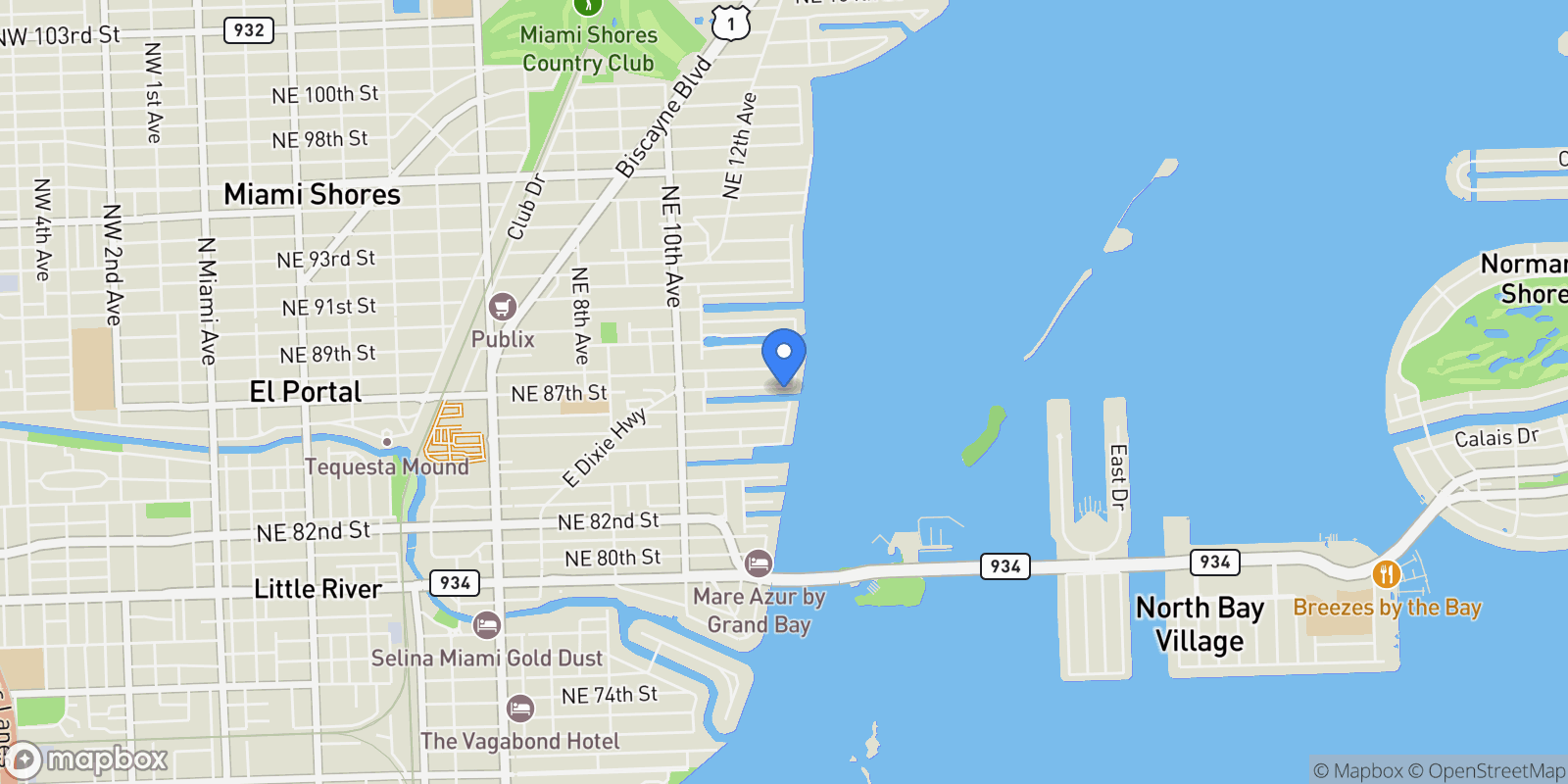 Map showing 1250 NE 87th St, Miami, FL 33138, Miami, Florida, United States.