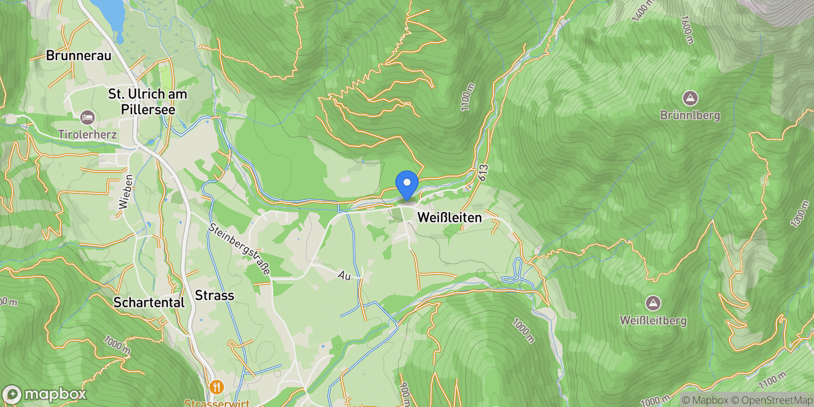 Map showing Weißleiten, Sankt Ulrich am Pillersee, Tyrol, Austria.