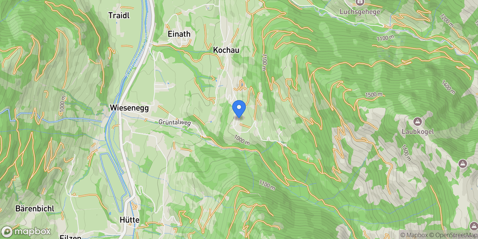 Map showing Kochauweg, Aurach bei Kitzbühel, Tyrol, Austria.
