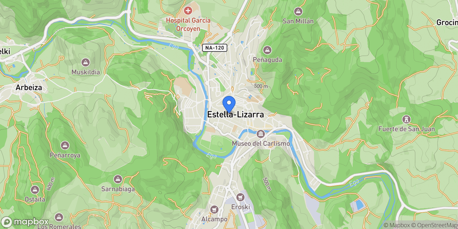 Map showing Estella-Lizarra, Navarre, Spain.