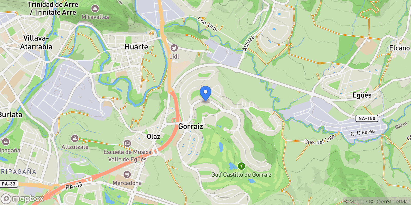 Map showing Avenida Egues, 38,  Gorraiz, Gorraiz, Valle de Egues/Eguesibar, Spain.
