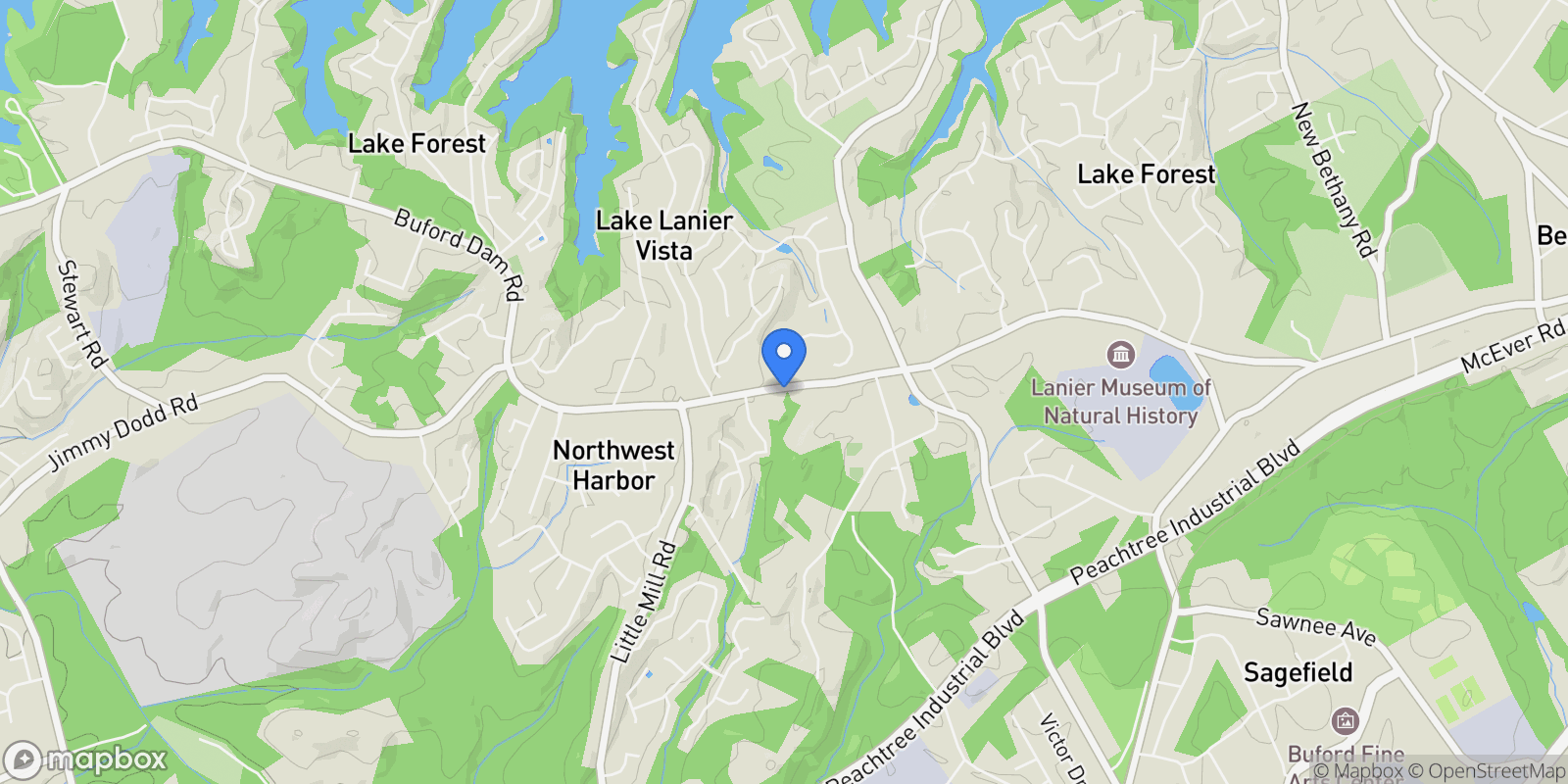 Map showing Buford, Georgia, United States.