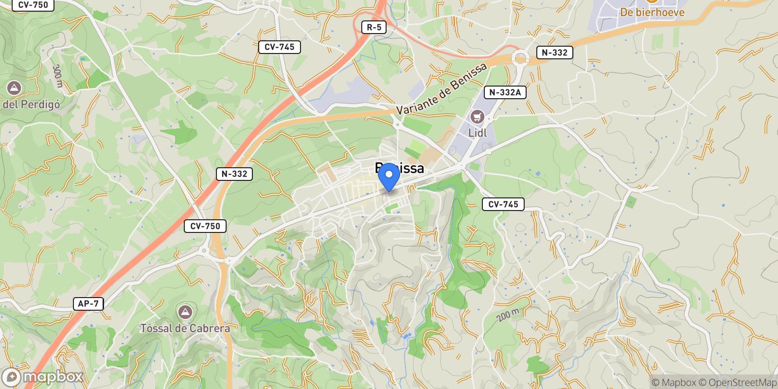 Map showing Benissa Costa, Benissa, Alicante, Benissa, Benissa, Valencian Community, Spain.