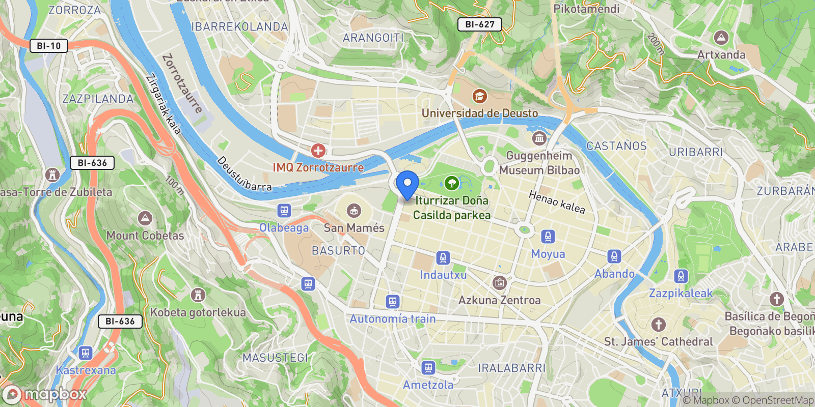 Map showing Abando, Bilbao, Spain.