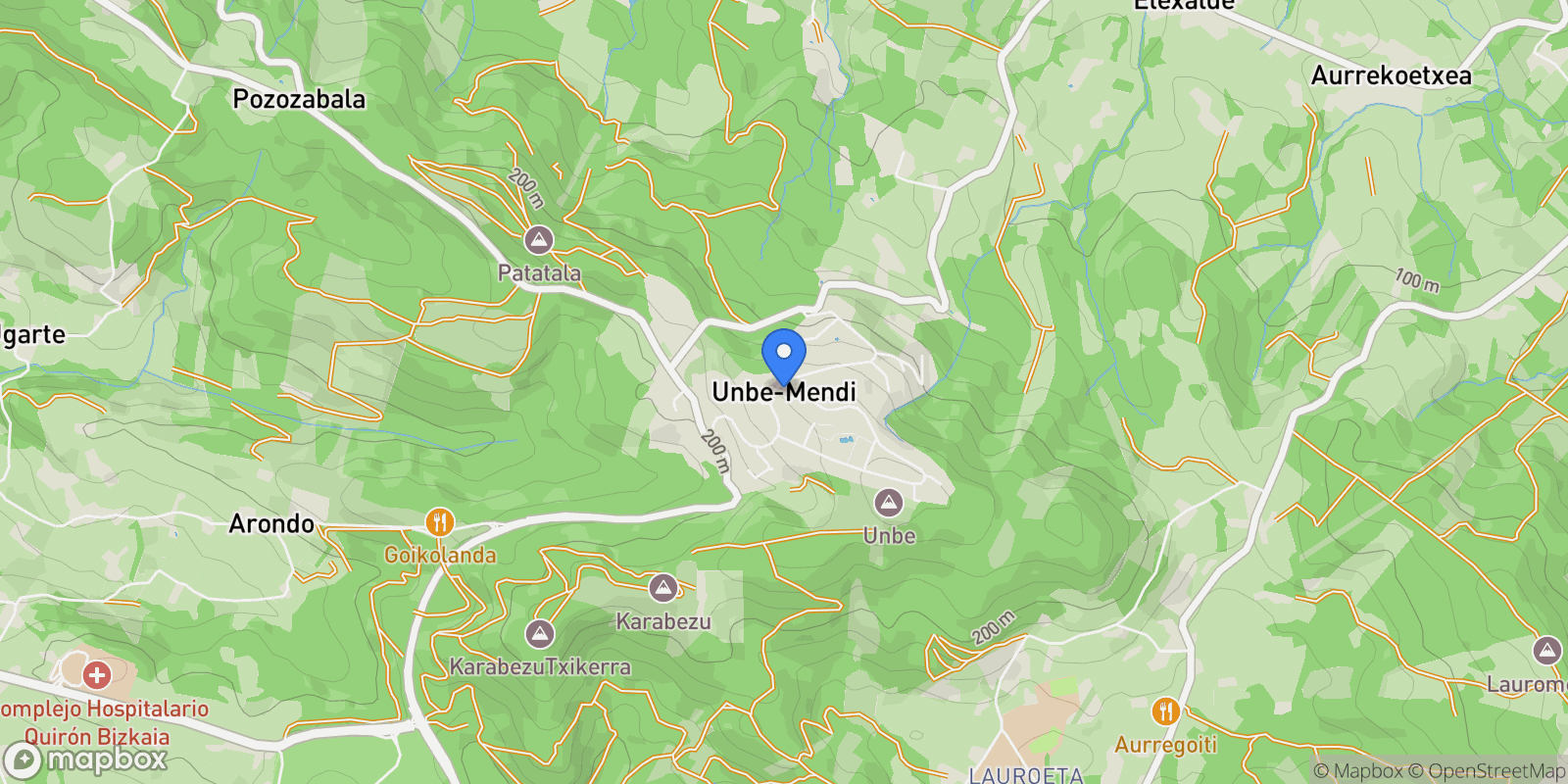 Map showing Unbe-Mendi, Basque Country, Spain.