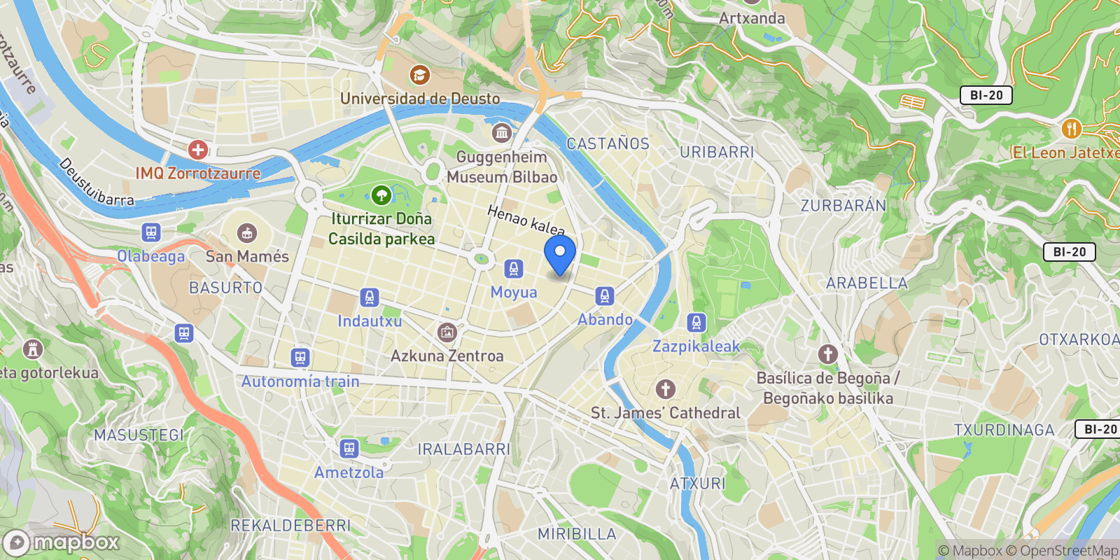 Map showing Ensanche, Bilbao, VIZCAYA, Bilbao, Abando, Bilbao, Spain.