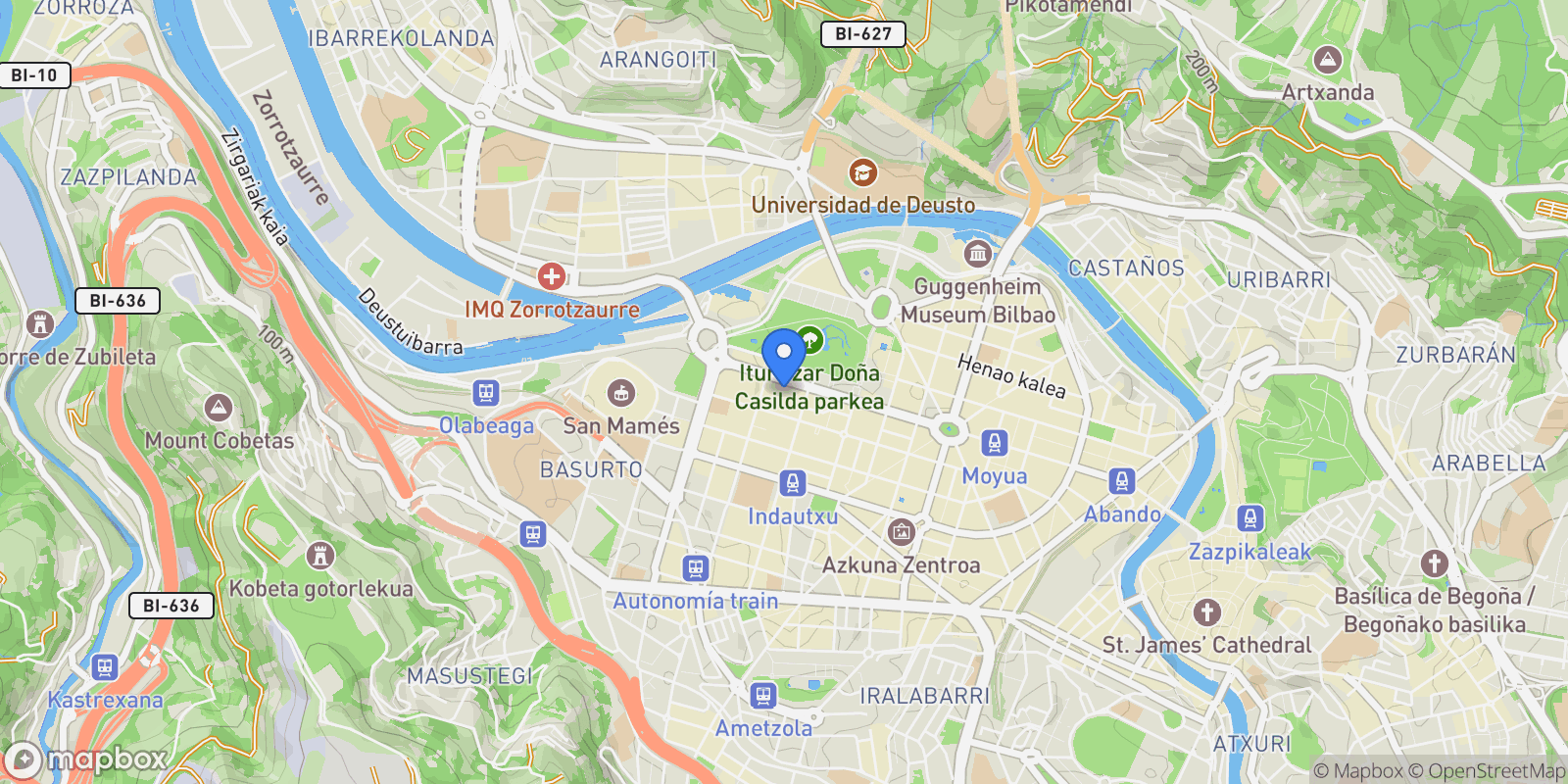 Map showing Abando, Bilbao, VIZCAYA, Bilbao, Abando, Bilbao, Spain.