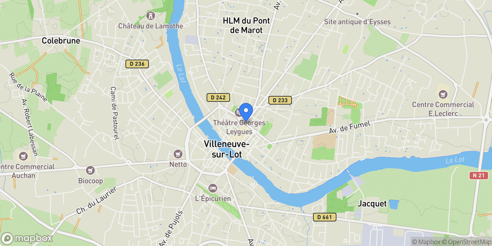 Map showing lot et garonne, Villeneuve-sur-Lot, Nouvelle-Aquitaine, France.