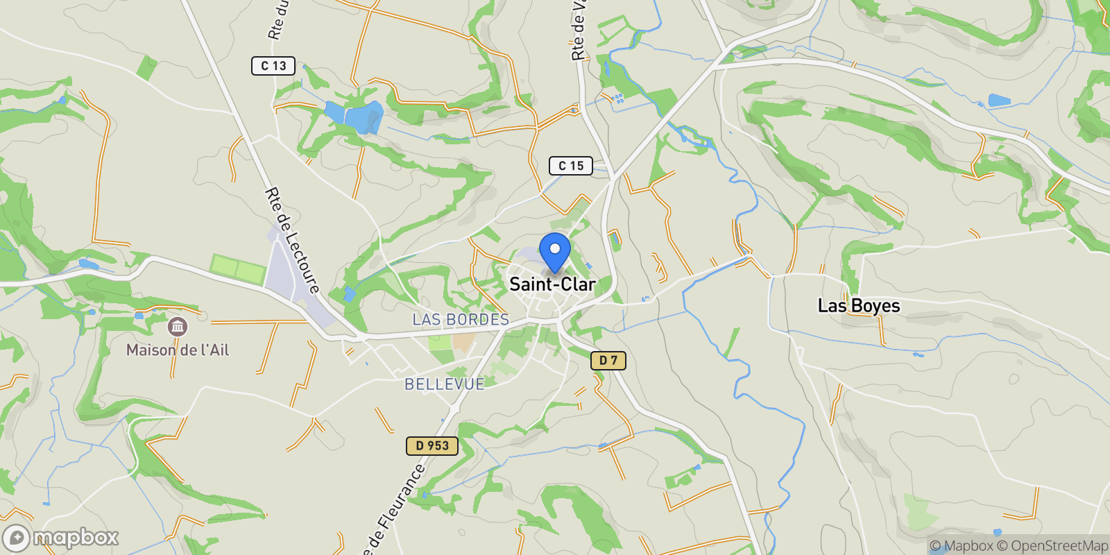 Map showing gers, Saint-Clar, Occitanie, France.