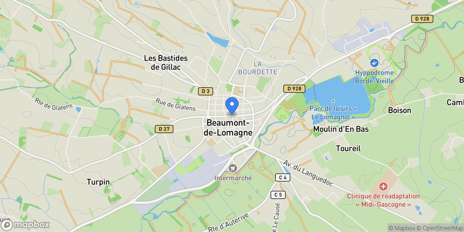 Map showing tarn et garonne, Beaumont-de-Lomagne, Occitanie, France.