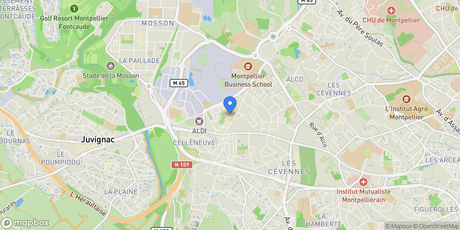 Map showing Montpellier, Montpellier, Montpellier, Occitanie, France.