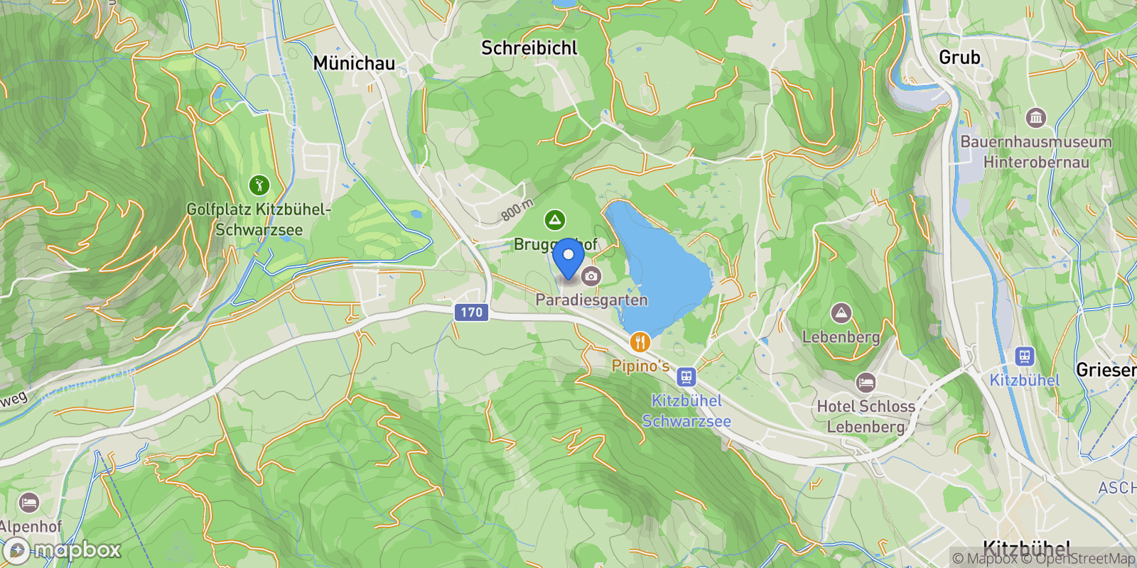 Map showing Am See, Kitzbuhel, Tyrol, Austria.