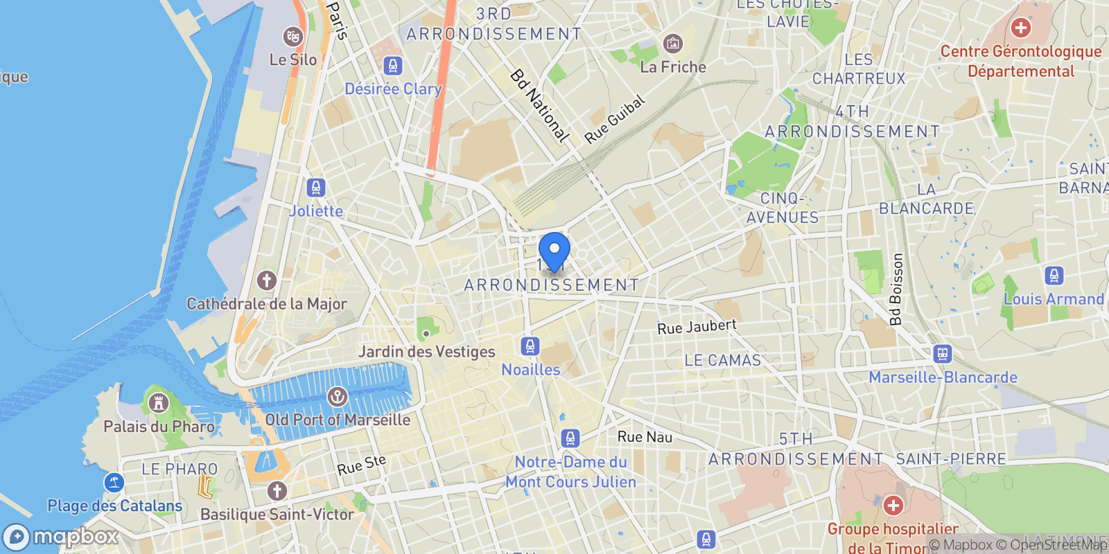 Map showing Marseille, Provence-Alpes-Côte d'Azur, France.