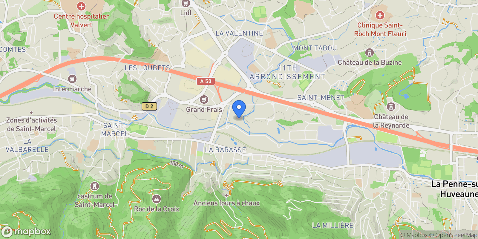 Map showing Marseille, Provence-Alpes-Côte d'Azur, France.