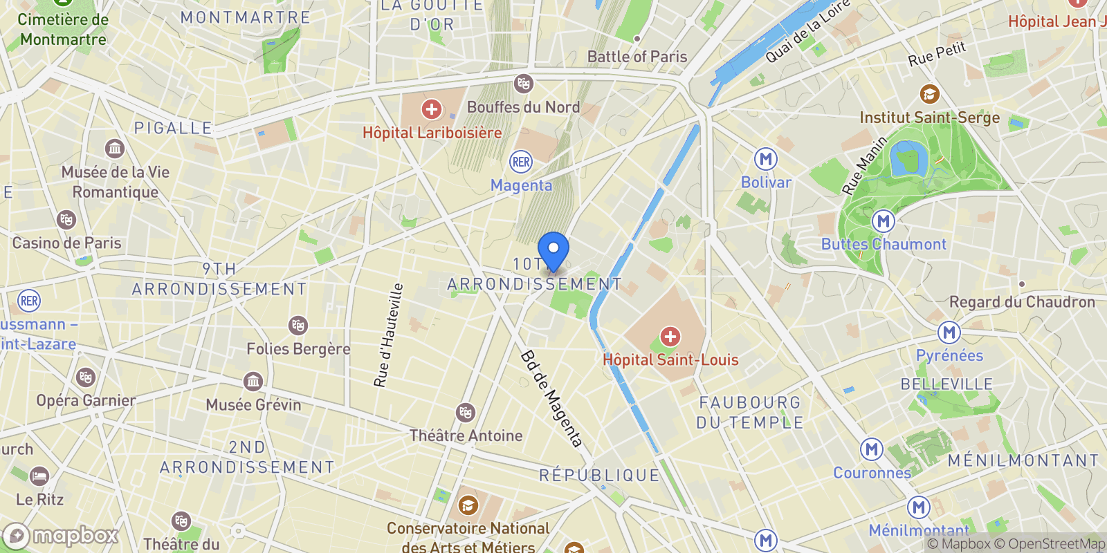 Map showing Paris, Île-de-France, France.