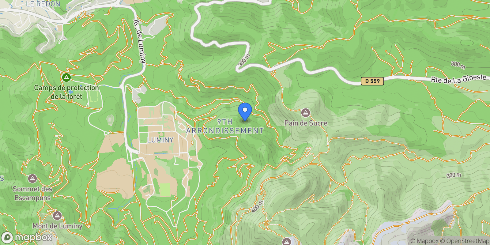 Map showing Marseille, Provence-Alpes-Côte d'Azur, France.