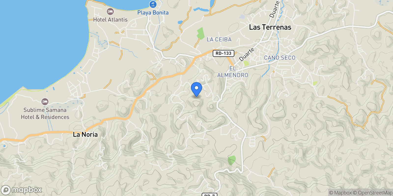 Map showing Las Terrenas, Las Terrenas, Las Terrenas, Samaná Province, Dominican Republic.