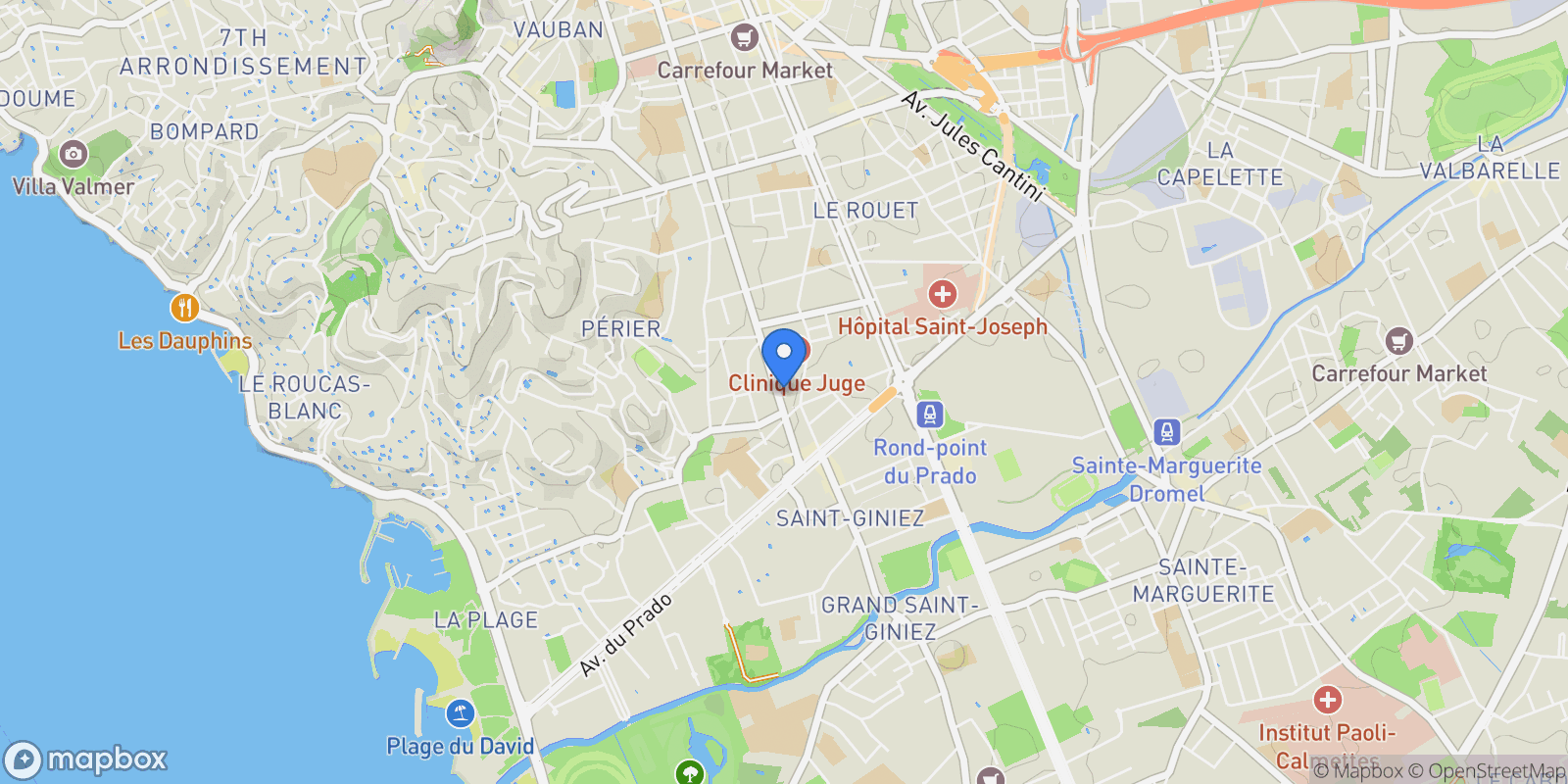 Map showing Marseille, Provence-Alpes-Côte d'Azur, France.