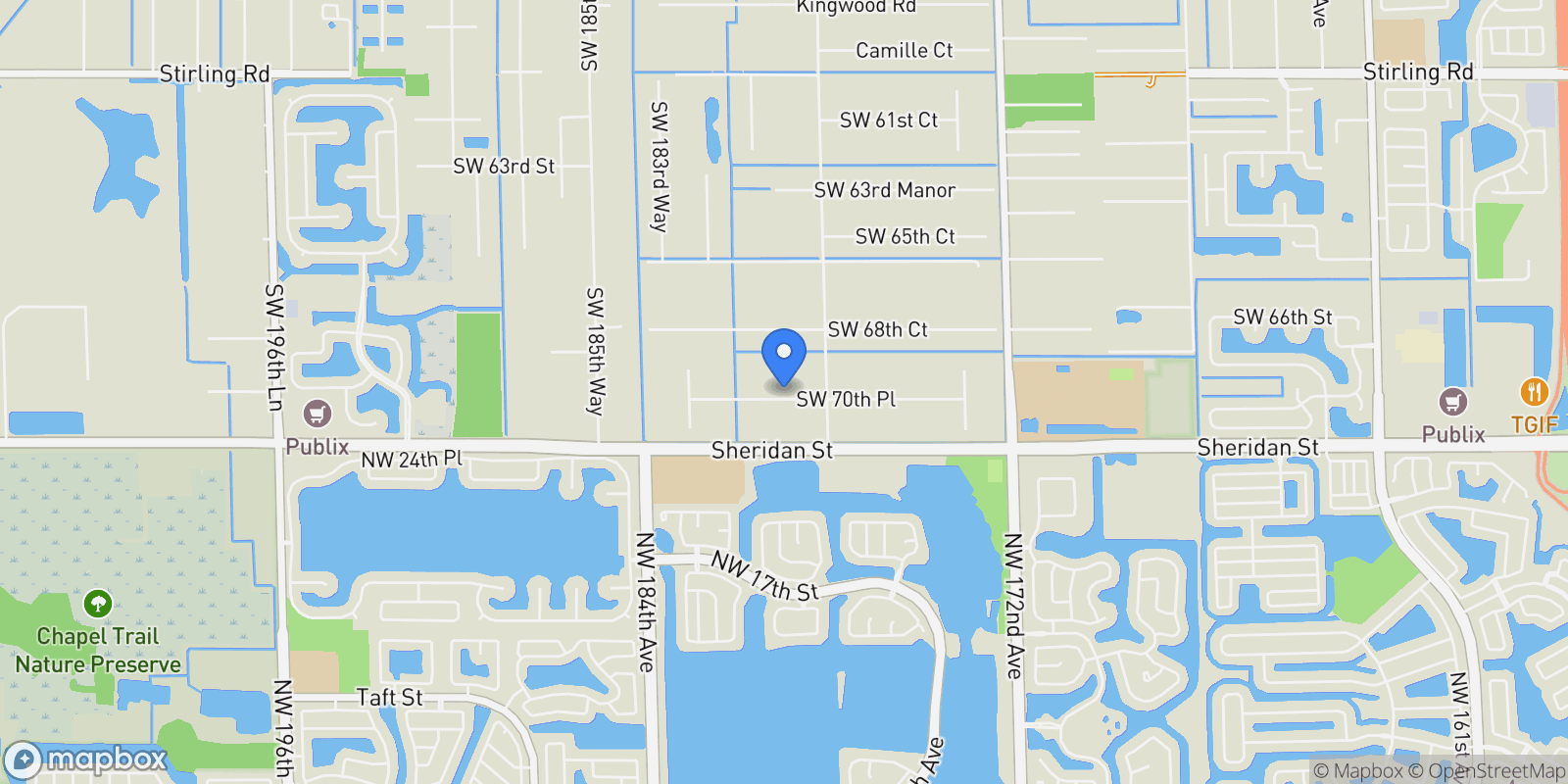 Map showing 17841 SW 70th Pl, Southwest Ranches, FL 33331, Southwest Ranches, Florida, United States.