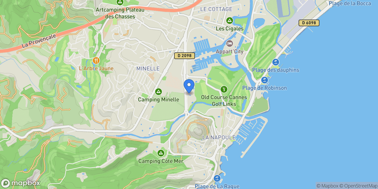 Map showing Mandelieu-la-Napoule, Provence-Alpes-Côte d'Azur, France.