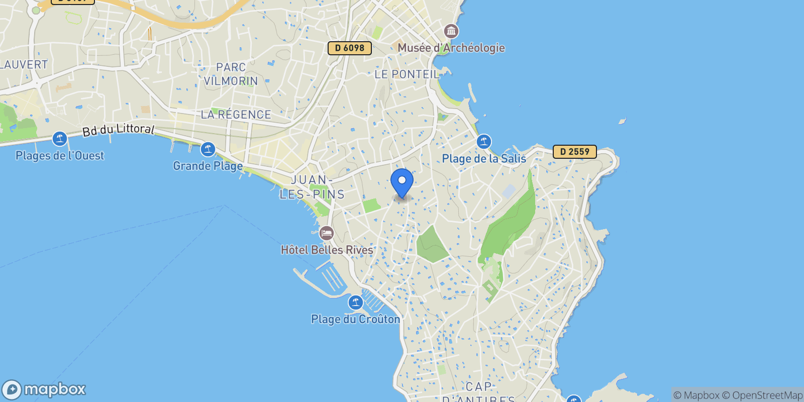Map showing Antibes, Provence-Alpes-Côte d'Azur, France.